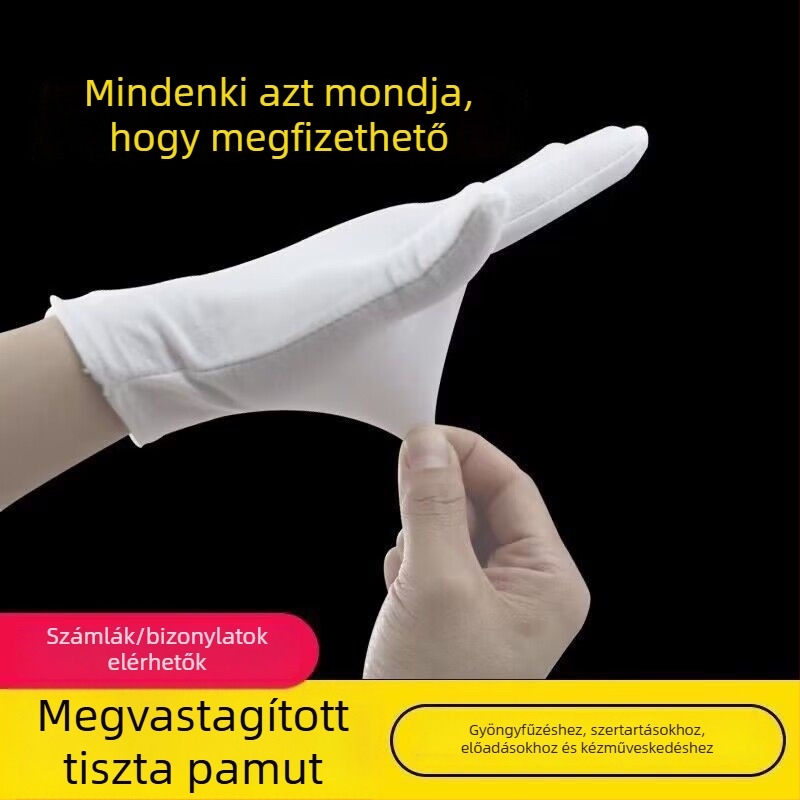 Antisztatikus fehér pamut kesztyű precíz elektronikai alkatrész-feldolgozáshoz, nedvesség- és izzadságfelszívó