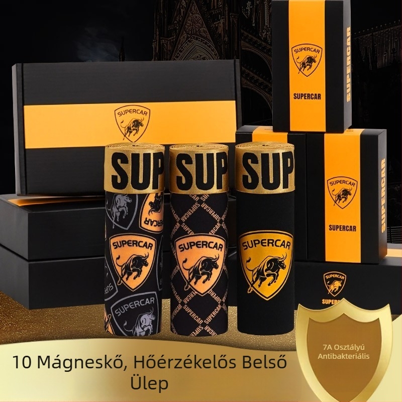 Férfi pamut antibakteriális, lélegző vékony boxer alsó ajándékdobozban