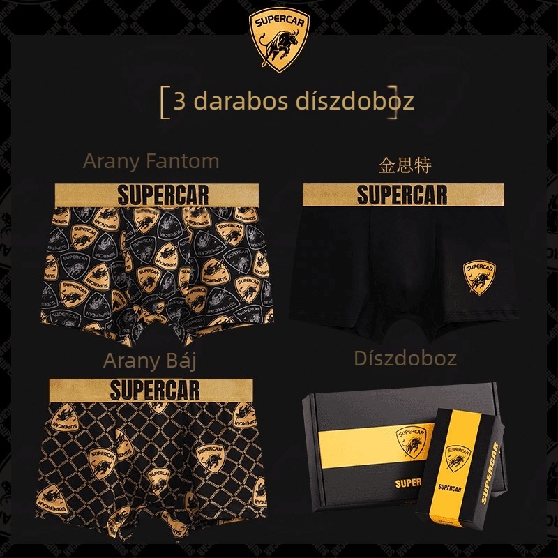 Férfi pamut antibakteriális, lélegző vékony boxer alsó ajándékdobozban