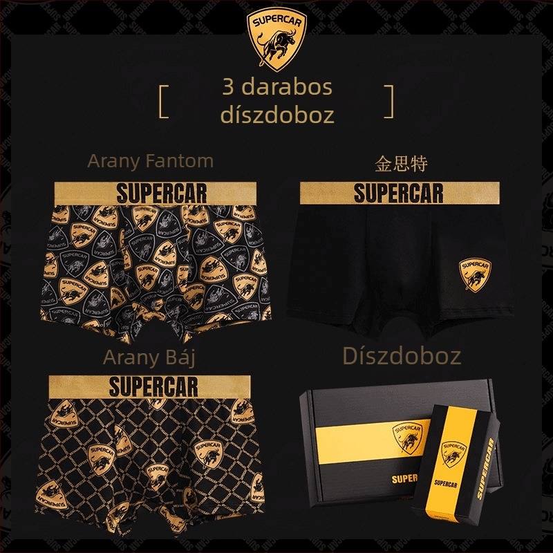 Férfi pamut antibakteriális, lélegző vékony boxer alsó ajándékdobozban