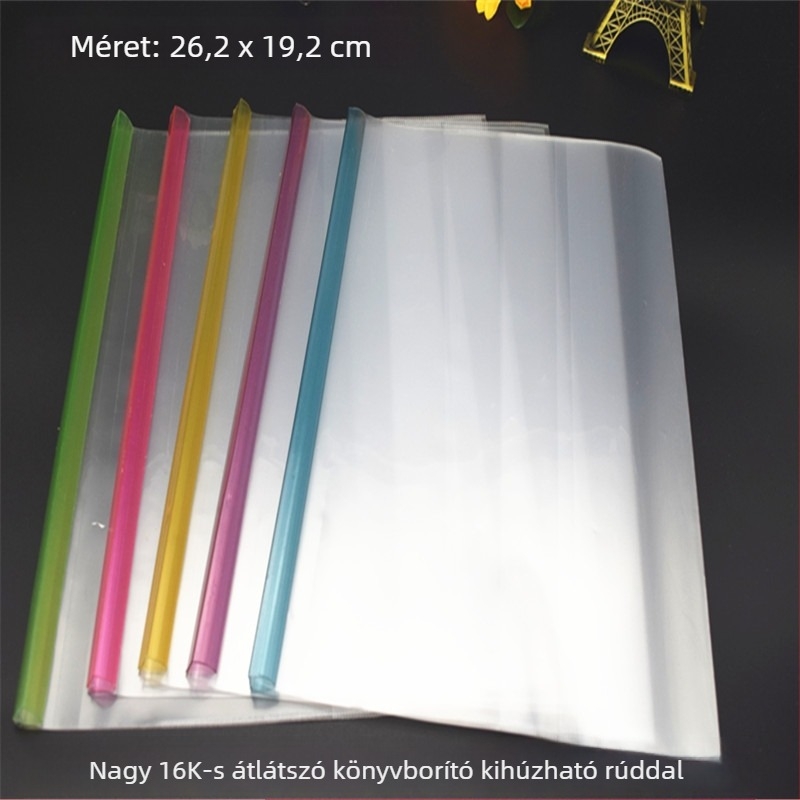 16K nagy átlátszó iskolai könyvborító húzókarral, fehér, vízálló PVC anyagból