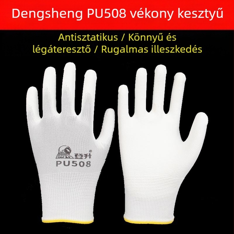 PU508 vékony, lélegző, kényelmes anti-statikus porvédett kesztyű pormentes műhelyhez, rendezésre és csomagolásra