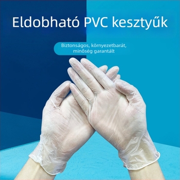 Egyszer használatos PVC kesztyűk, 50 darabos doboz, sütéshez, tisztításra és edények mosásához, élelmiszer-biztonsági minőségű