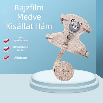 Medve alakú kisállat-hám kölyökkutyáknak és macskáknak, anti-menekülés pórázzal