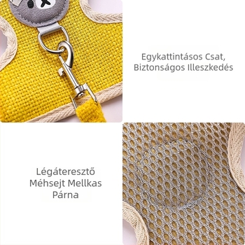 Medve alakú kisállat-hám kölyökkutyáknak és macskáknak, anti-menekülés pórázzal