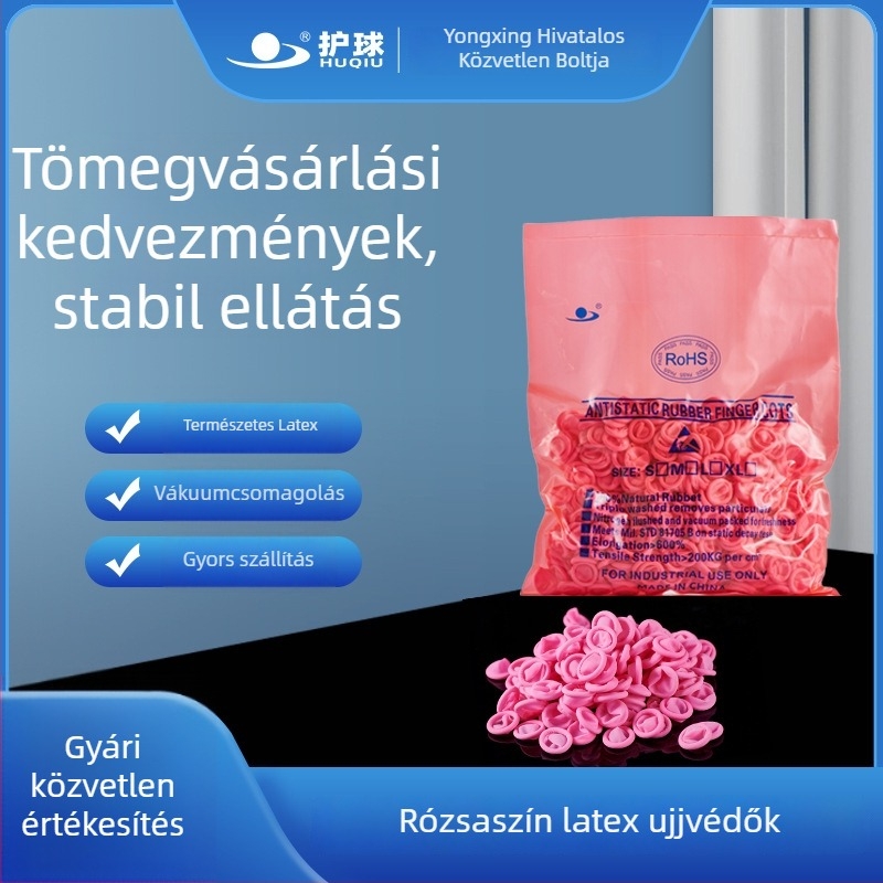 Rózsaszín latex ujjvédők tiszta környezethez, pormentes, 500 g/csomag, antistatikus
