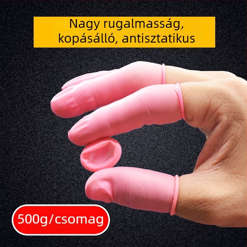 Rózsaszín latex ujjvédők tiszta környezethez, pormentes, 500 g/csomag, antistatikus