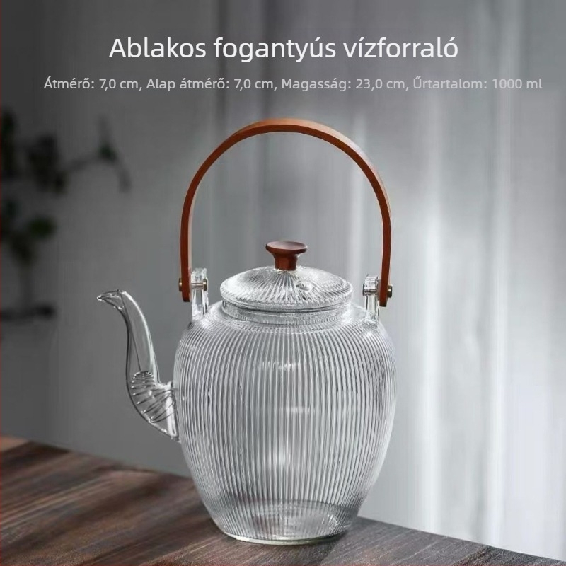 Japán stílusú üveg teáskanna fogantyúval, 1000 ml-es kapacitás, virágtea teáskanna, hőálló