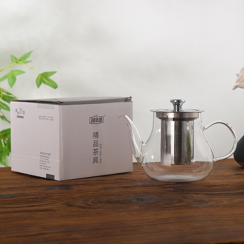 Hőálló boroszilikát üvegből készült Gongfu tea készlet, átlátszó teáscsészékkel és virágteához szűrővel, 400 ml vagy 600 ml