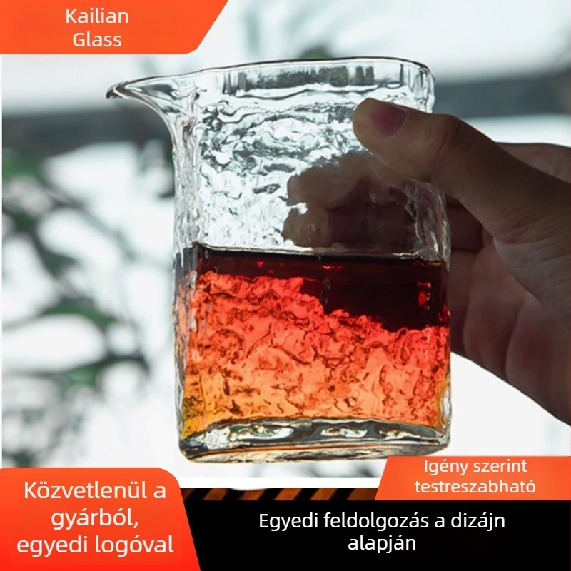 Hőálló üvegből készült teáskészlet vastagított teáscsészével, tea szeparátorral és teáskancsóval, otthoni luxus stílusú japán ihletésű tea készlet.