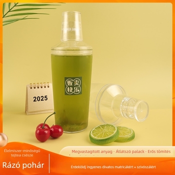 Egyszer használatos shaker pohár fedővel, 500 ml, italokhoz, gyümölcslevekhez és tejes teához, hordozható, hőálló