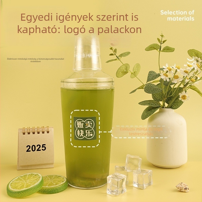 Egyszer használatos shaker pohár fedővel, 500 ml, italokhoz, gyümölcslevekhez és tejes teához, hordozható, hőálló