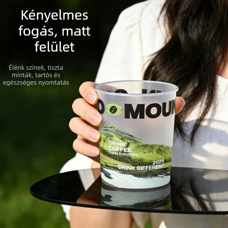 Egyszer használatos PP desszert pohár fedővel, 90 mm átmérő, 500 ml, tej-tea és kávé számára
