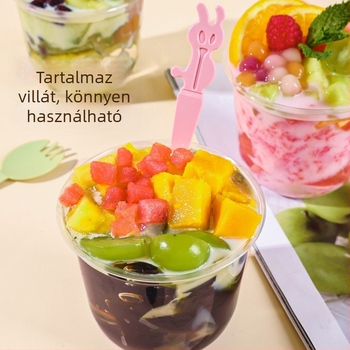 Yunlei 365 ml egyszer használatos műanyag desszert pohár hideg italokhoz, divatos matricával