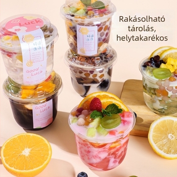 Yunlei 365 ml egyszer használatos műanyag desszert pohár hideg italokhoz, divatos matricával