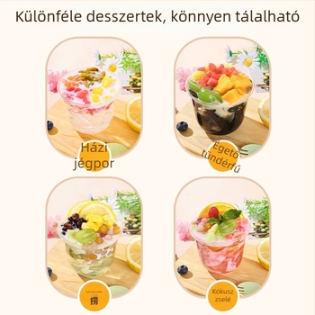 Yunlei 365 ml egyszer használatos műanyag desszert pohár hideg italokhoz, divatos matricával