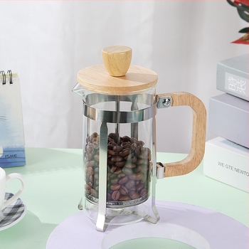 Ma Yika Hőálló boroszilikát üvegből készült tea készítő, fa fedéllel, rozsdamentes acél szűrő, kézi öntés