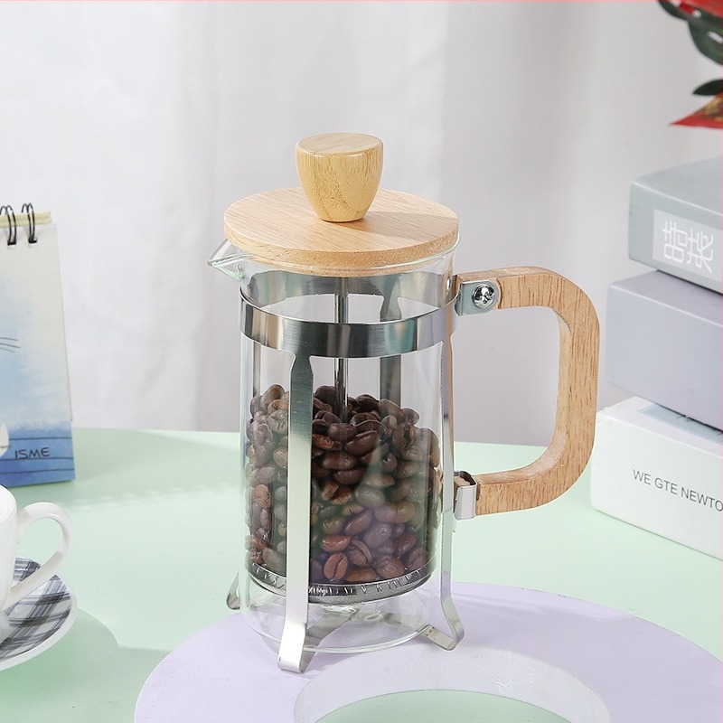 Ma Yika Hőálló boroszilikát üvegből készült tea készítő, fa fedéllel, rozsdamentes acél szűrő, kézi öntés