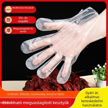 Egyszer használatos kesztyűk, kis csomagolás, cateringhez, élelmiszer-minőség, vastagított, átlátszó, egyedi csomagolásban