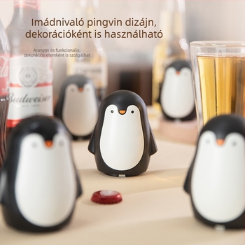Kreatív pingvin formájú sör- és bornyitó - automata, mágneses szívóerővel, nyom nélkül nyitás, otthoni használatra