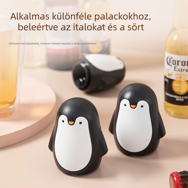 Kreatív pingvin formájú sör- és bornyitó - automata, mágneses szívóerővel, nyom nélkül nyitás, otthoni használatra
