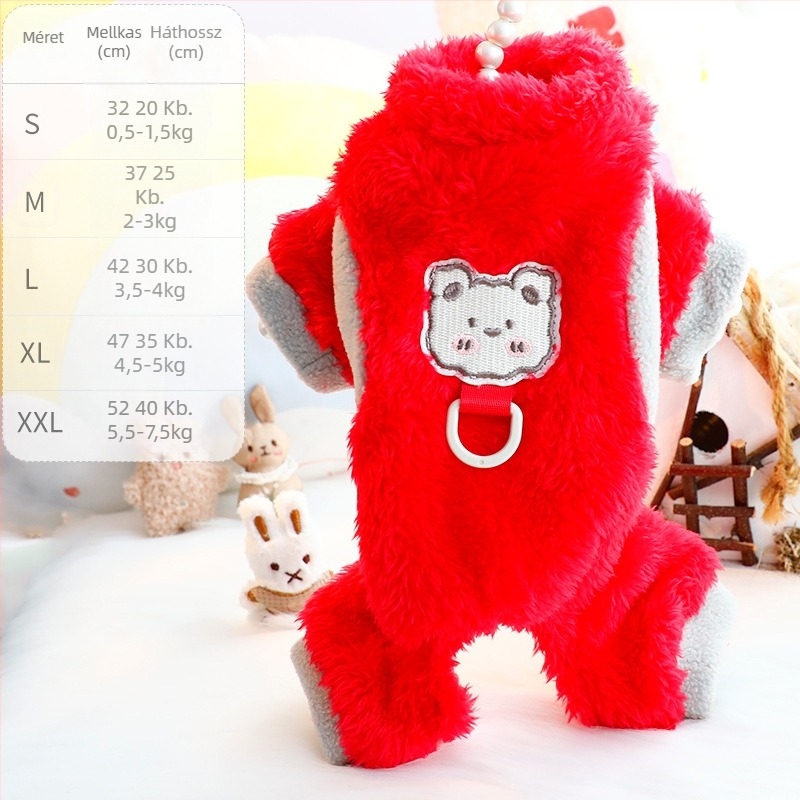 Őszi-téli bársonyos fleece kutyafelső, színblokkolt dizájn, kis méretű fajták számára