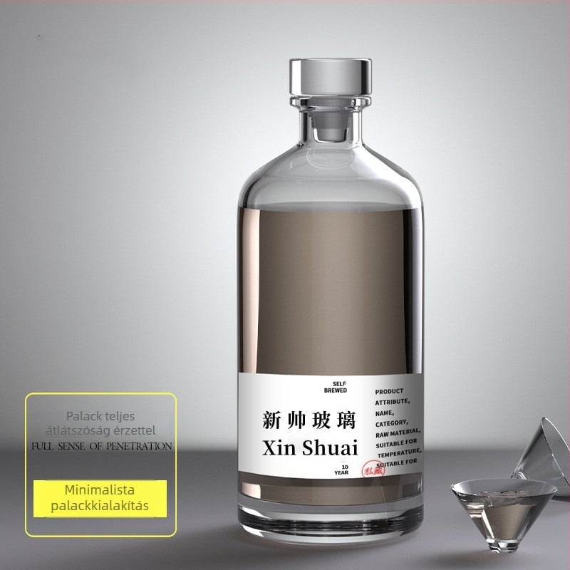 Gyümölcsborinfúzióhoz tervezett vastag falú zárható üveg, 500 ml, minimalistikus luxus dizájn