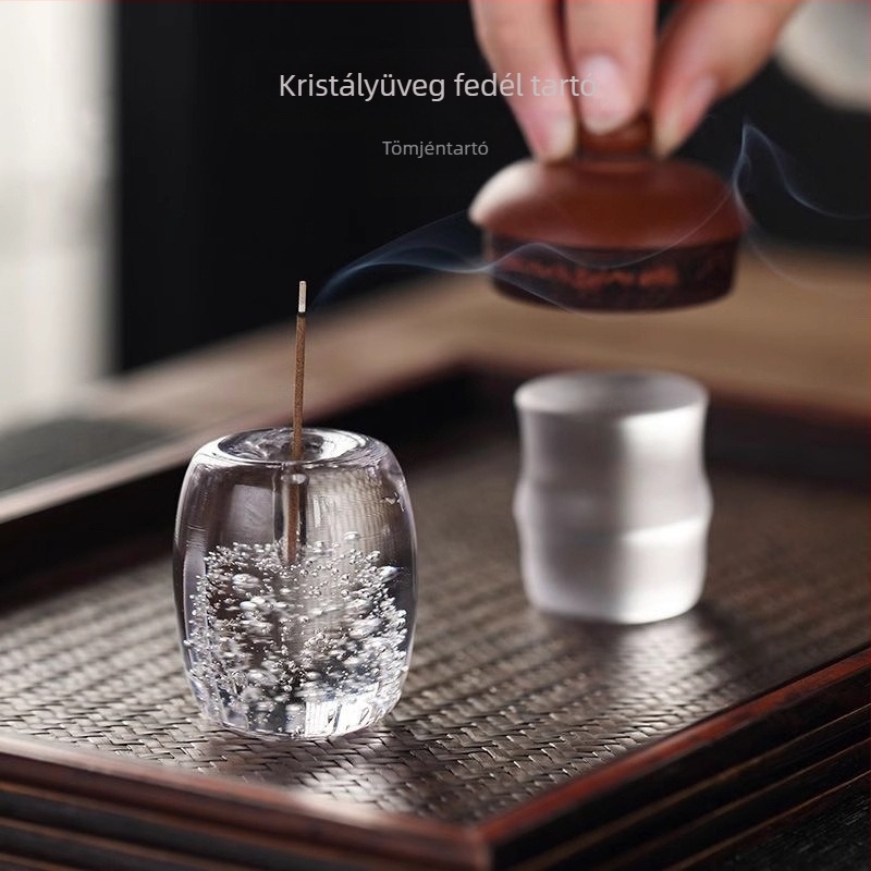 Zen ihletésű üveges Gongfu teáskészlet: fedő tartó, fedőállvány és teáskanna fedő tartó