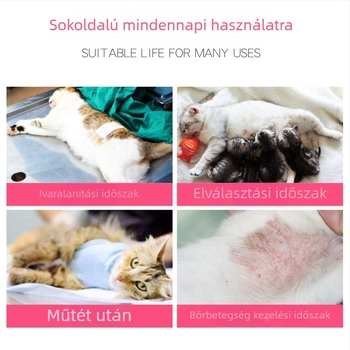 Macska sterilizálás utáni utókezelő ruházat, nyalogzás elleni védelem, légáteresztő vékony anyag tavasszal-nyárra, négylábú macskáknak