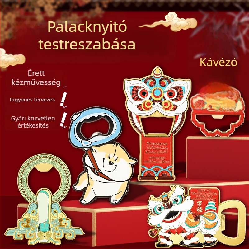 Személyre szabott fémt sörnyitó, multifunkcionális hűtőmágnes, bor- és sörnyitó egyben, festett felülettel