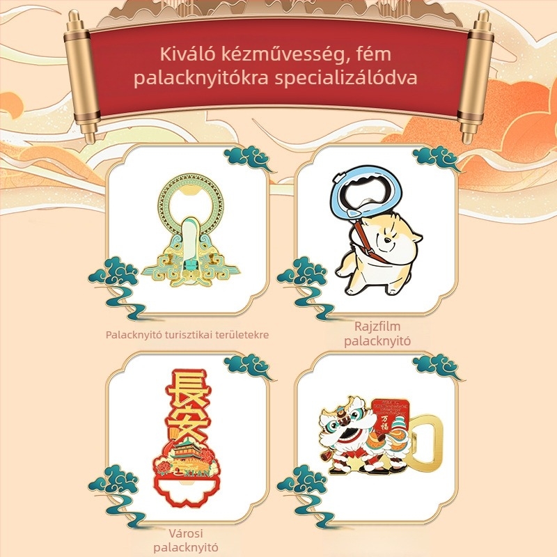 Személyre szabott fémt sörnyitó, multifunkcionális hűtőmágnes, bor- és sörnyitó egyben, festett felülettel