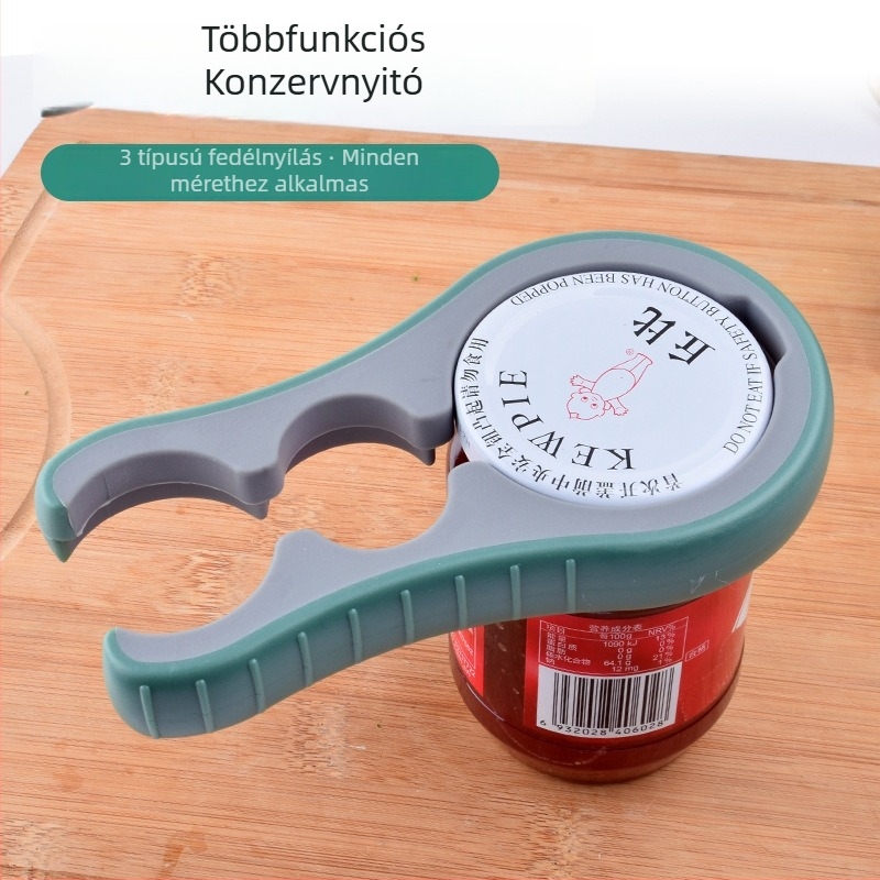 Többfunkciós 4 az 1-ben palacknyitó, háztartási/konyhai használatra, csúszásmentes fogóval