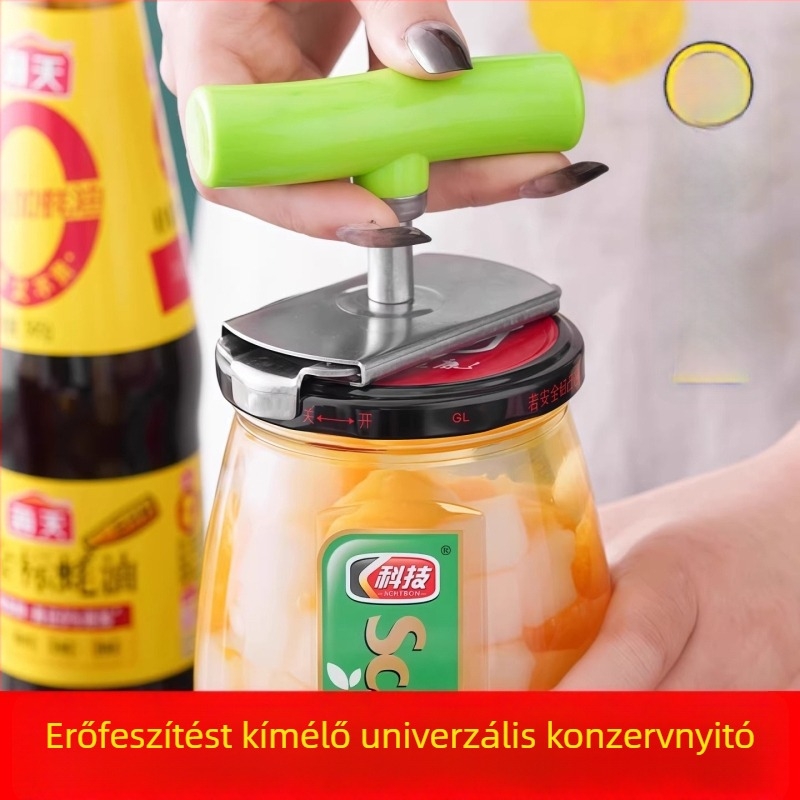 Rozsdamentes acélból készült univerzális nyitó – konzerv, palack és üvegedények fedőinek nyitásához
