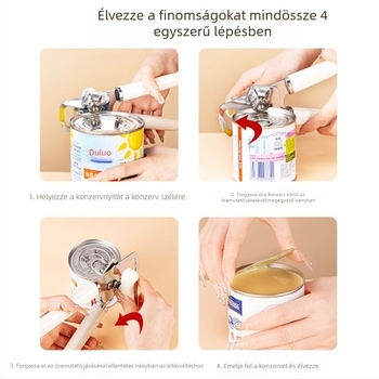 Multifunkcionális konzervnyitó, rozsdamentes acél, konyhai eszköz