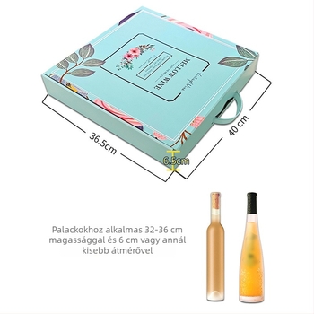 Ying Qin B46H mentazöld jégbor ajándékdoboz, 6 üveg kartondoboz, 375/500 ml, hordozható ajándéktartó, nyomtatható