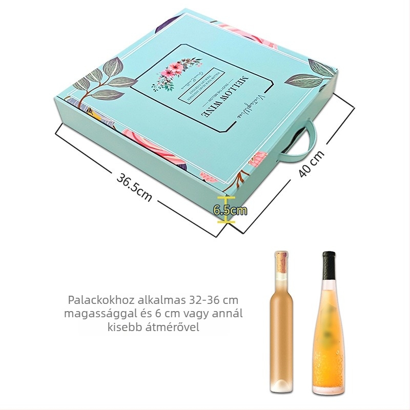 Ying Qin B46H mentazöld jégbor ajándékdoboz, 6 üveg kartondoboz, 375/500 ml, hordozható ajándéktartó, nyomtatható