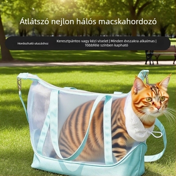 Légáteresztő hálós táska macskáknak és kis kutyáknak, hordozható hátizsák, szabadtéri sétákhoz