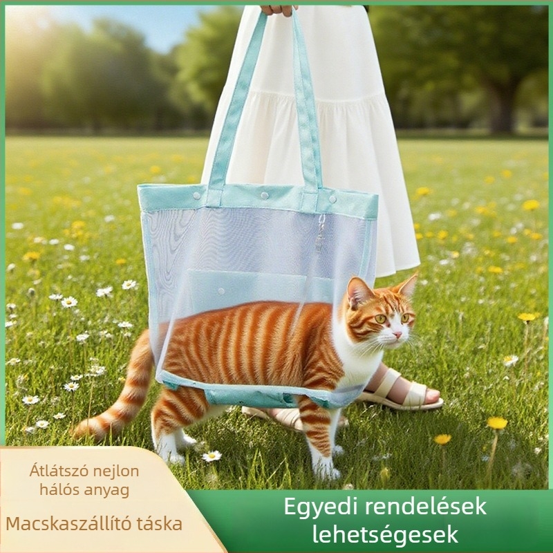 Légáteresztő hálós táska macskáknak és kis kutyáknak, hordozható hátizsák, szabadtéri sétákhoz