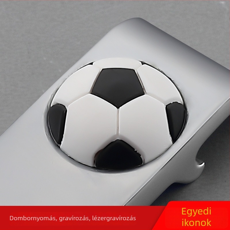 Cinkötvözetből készült hordozható sörnyitó, logóval testre szabható, futball-labda alakú kulcstartó