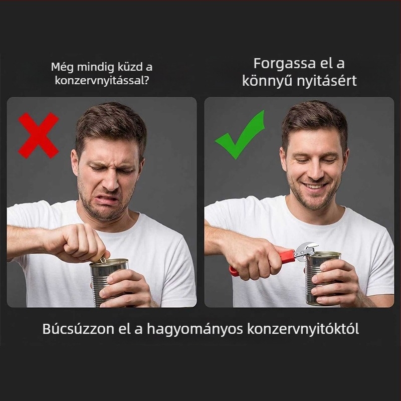 Rozsdamentes acélból készült, műanyag fogantyúval rendelkező multifunkciós üvegnyitó – bor-, sör- és konzervnyitó bikafej dizájnnal