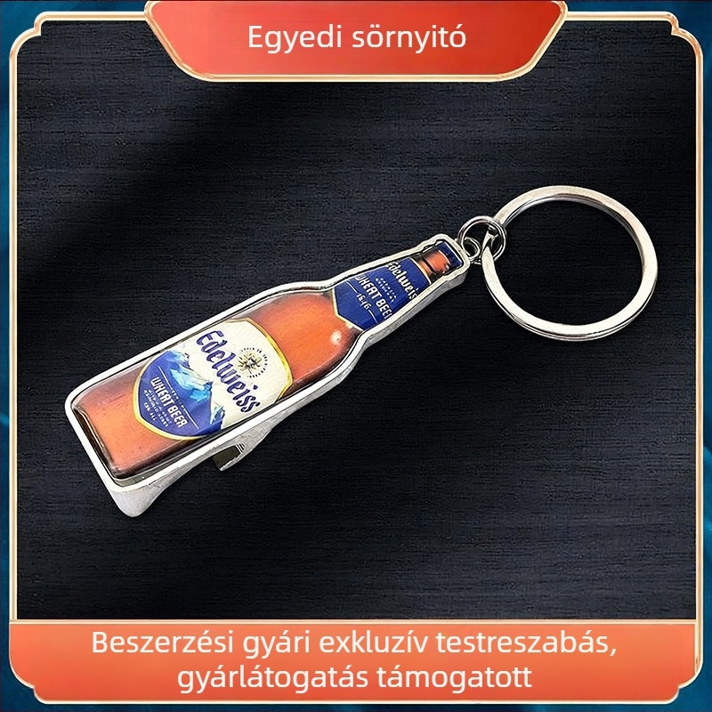 Cinkötvözet sörös üvegnyitó kulcstartóval, testreszabható
