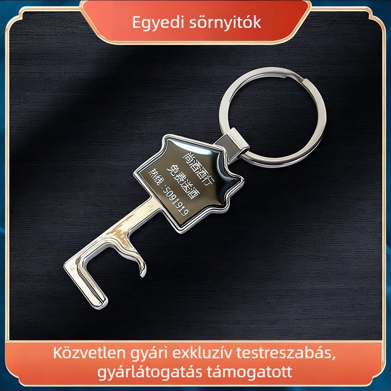Cinkötvözet sörös üvegnyitó kulcstartóval, testreszabható