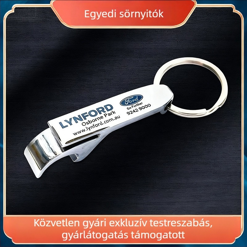 Cinkötvözet sörös üvegnyitó kulcstartóval, testreszabható