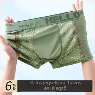 Férfi ice silk hálós boxeralsó, gyorsan száradó, lélegző, középmagas derekú, egyszínű