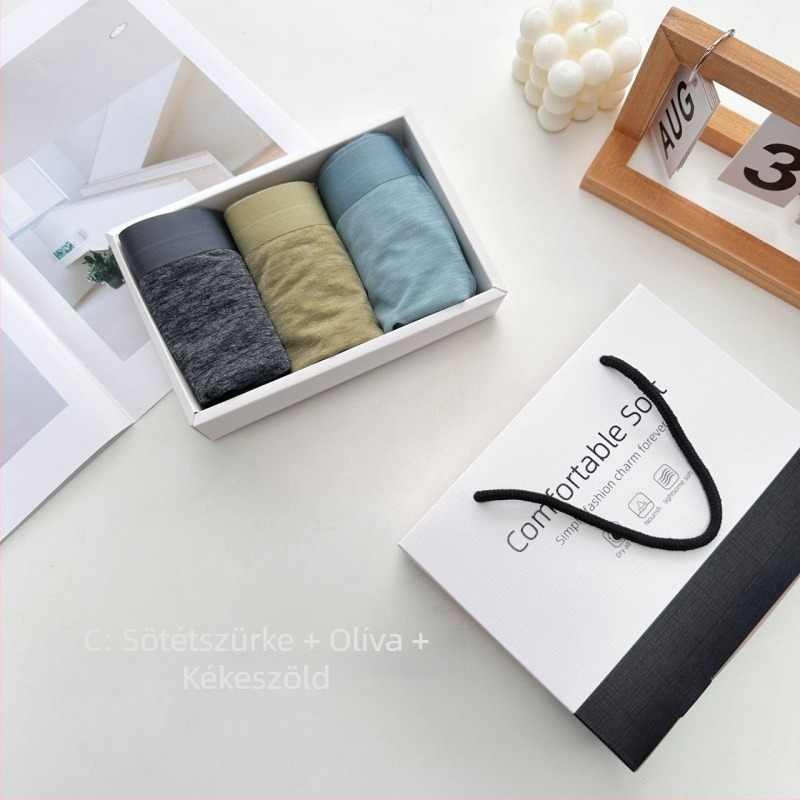 Három darab férfi egyszínű, varrat nélküli boxeralsó ice silk TM6631, nyári lélegző hálós anyaggal