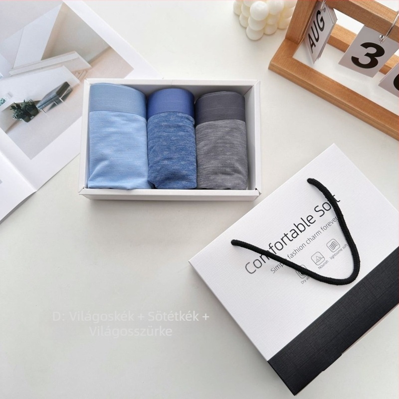Három darab férfi egyszínű, varrat nélküli boxeralsó ice silk TM6631, nyári lélegző hálós anyaggal