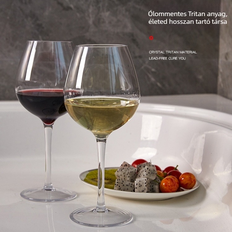 Tritan borospohár-készlet, átlátszó Bordeaux-stílusú poharak, élelmiszer-minőség, 2 db