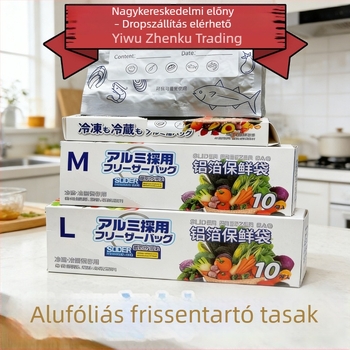 Alumínium-titán fóliás frissességmegőrző tasak csúszó zárással, fagyasztáshoz és hűtéshez, élelmiszer-minőségű