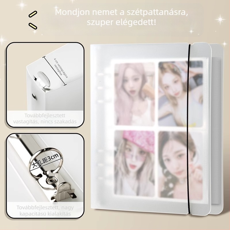Csillagkártya album Polaroid képeslapokhoz, laza oldalakból álló fotóalbum, 1-4-9 rácsos belső oldalakkal (A4/A5)