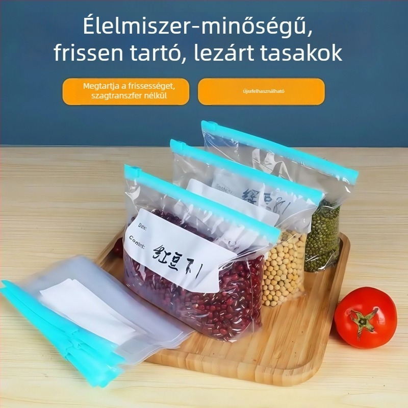 Élelmiszer-minőségű zárható tároló tasakok zipzárral, háztartási hűtő és fagyasztó számára